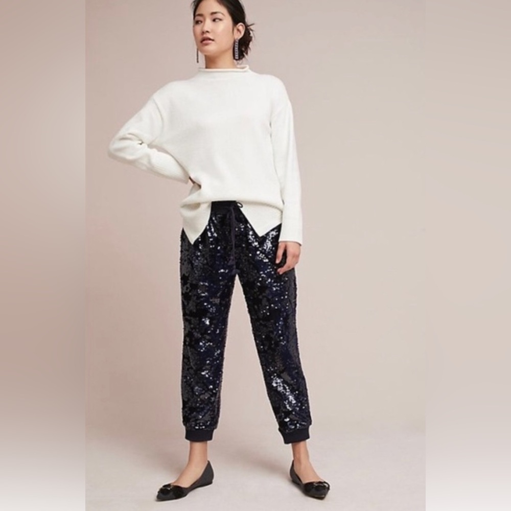 Anthropologie. Navy. Sequence/velvety. Joggers.